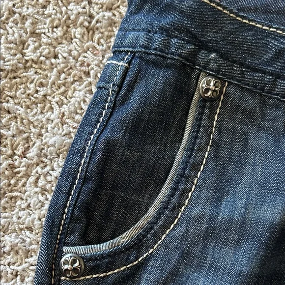 MISS ME⚜️Wide Leg Flare Dark Blue JEANS with Flap Pockets Size 30 - Picture 6 of 12